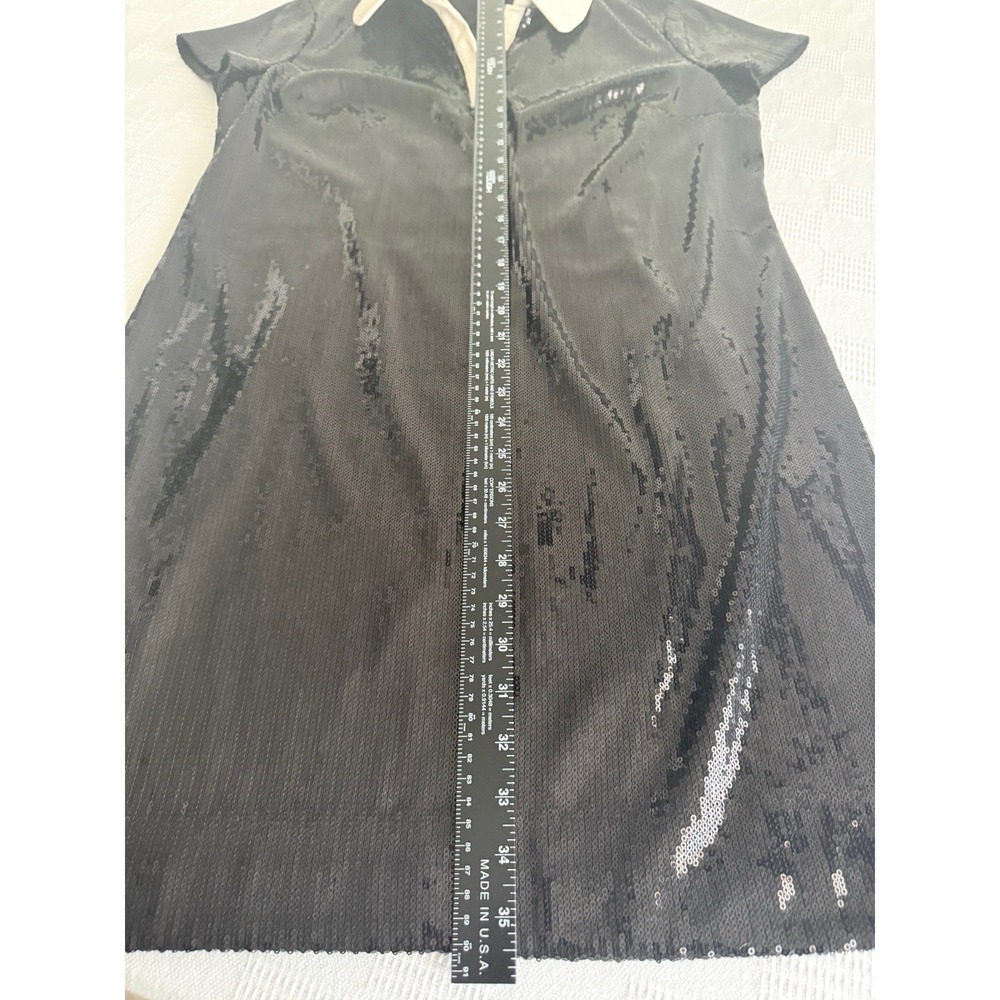 Black Sequin Peter Pan Collar Shift Dress Wednesday Addams Goth Twee Academia12 - Picture 6 of 7